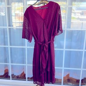 Faux wrap pokadot dress